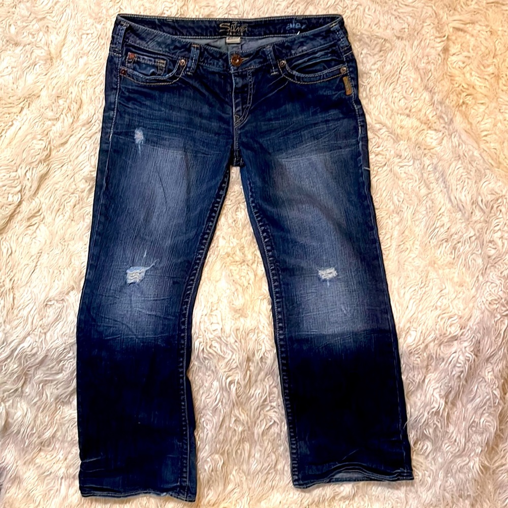 Silver Alex Jeans size W33/L31 low rise. Excellent used condition. Distressed